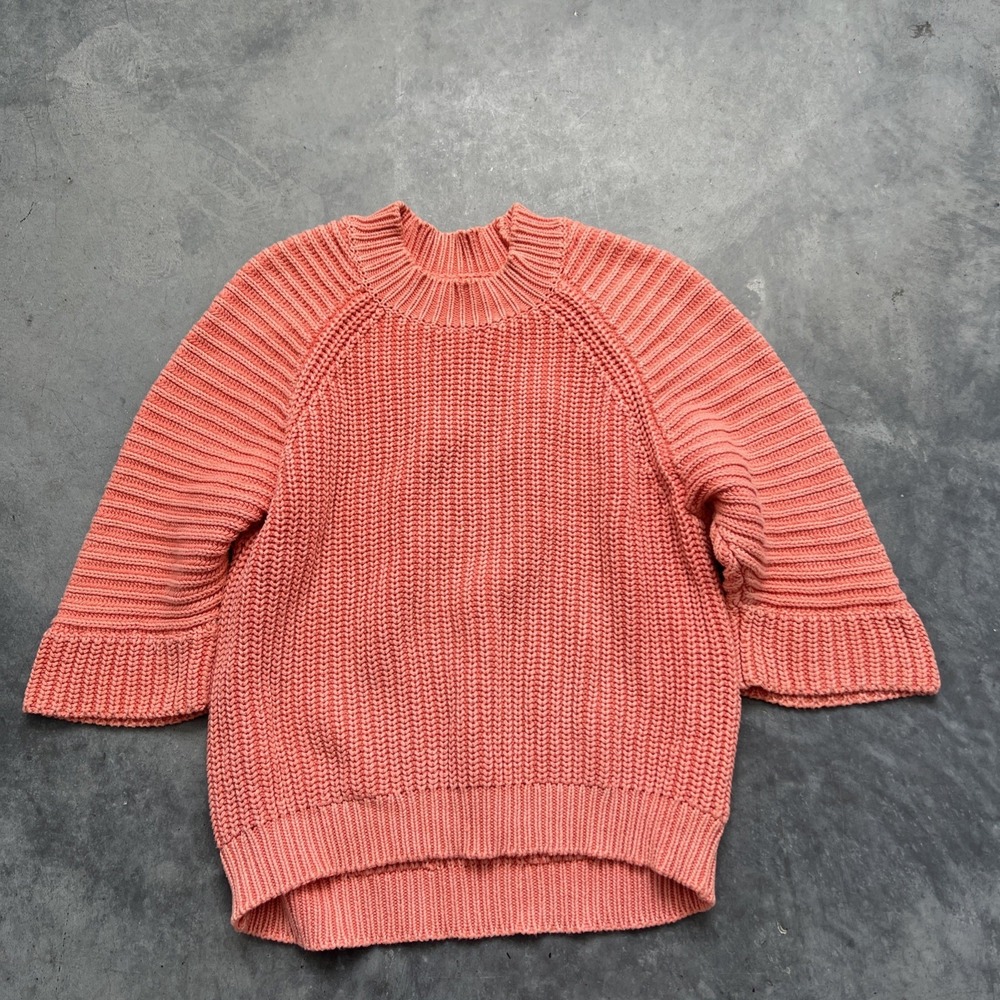 Anthropologie Maeve Mackenzie Coral Orange Ribbed Chunky‎ Oversized Sweater XS